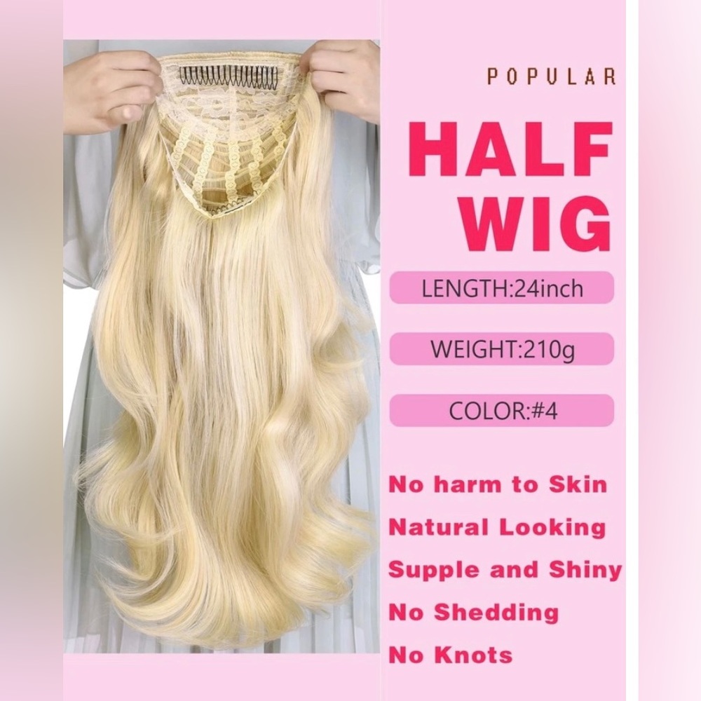 New! Beautiful blonde Hair Extension half wig 💕💕